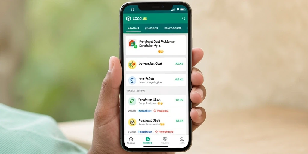 Tampilan antarmuka COCOL88 yang sederhana dan mudah digunakan untuk pengingat obat.