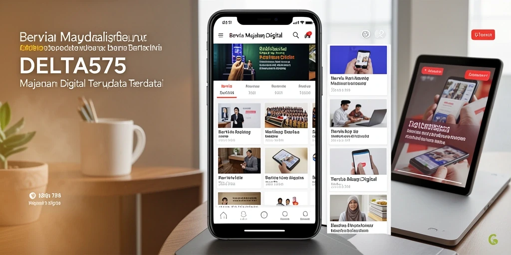 Antarmuka aplikasi DELTA575 menampilkan berbagai artikel Majalah Digital.