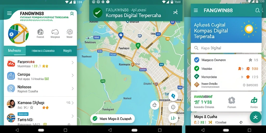 Tampilan antarmuka FANGWIN88 yang sederhana dan jelas untuk fungsi Kompas Digital.