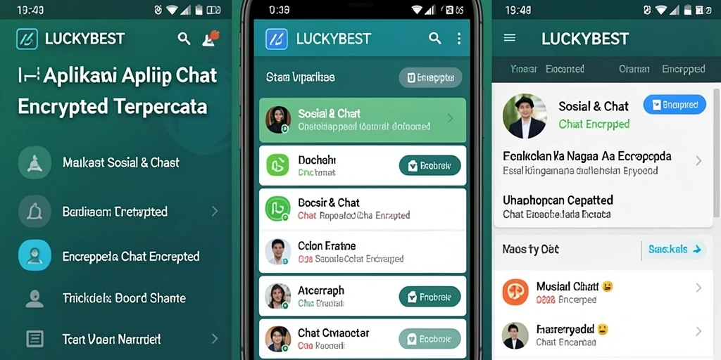 Antarmuka LUCKYBEST menunjukkan fitur Chat Encrypted yang menarik dan mudah digunakan.