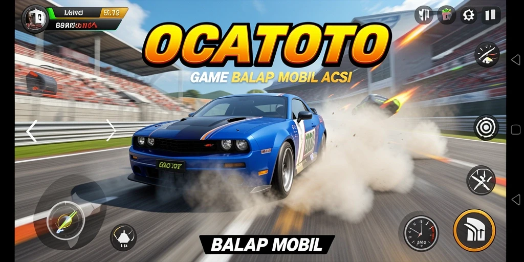 Tampilan antarmuka OCATOTO saat balapan yang penuh aksi.