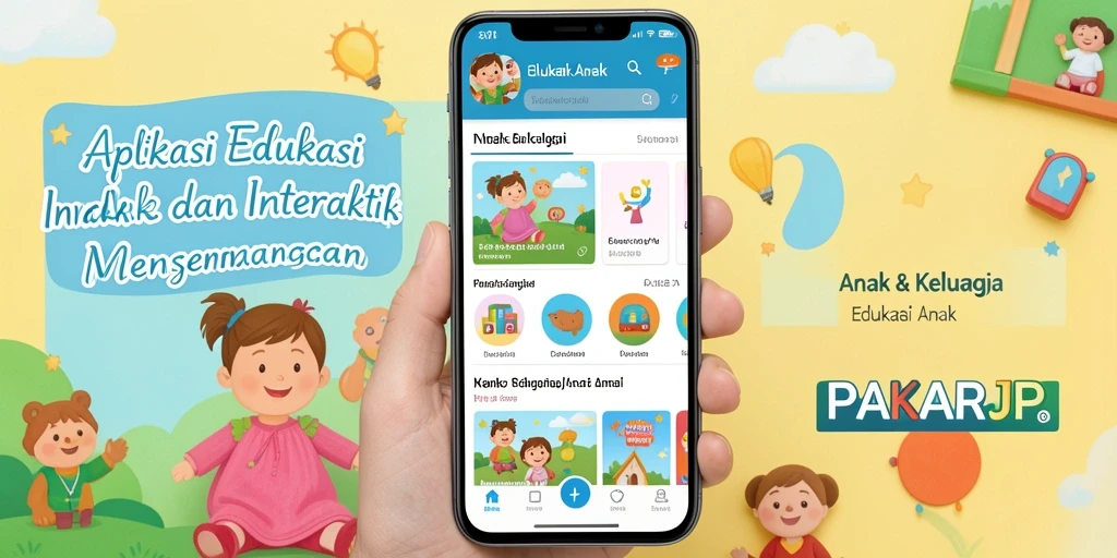 Tampilan antarmuka PAKARJP yang ceria dan edukatif untuk anak.