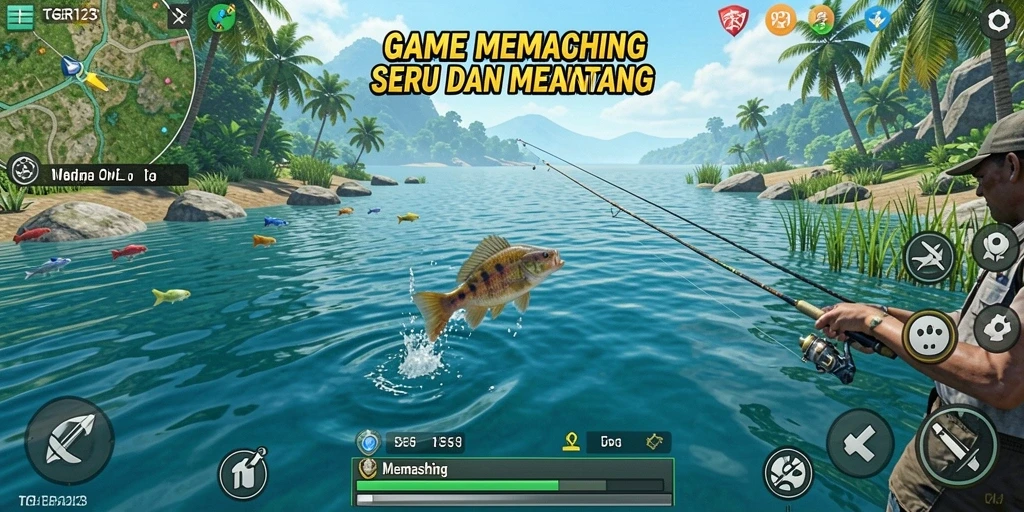 Tampilan antarmuka TGER123 yang menampilkan aktivitas memancing.